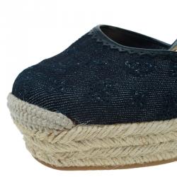 مملوكة مسبقًا صندل لوي فيتون كانفاس مونوغرامي أزرق كحلي كعب روكي إسبادريل مقاس 38