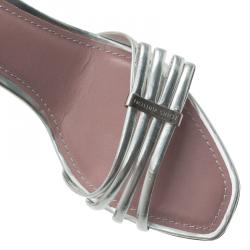 Pre Owned صندل سلايد لوي فيتون جلد فضي بأشرطة مقاس 39