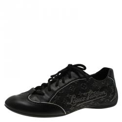 Louis Vuitton Black Monogram Denim and Leather Sneakers Size 36.5