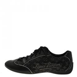 Louis Vuitton Black Monogram Denim and Leather Sneakers Size 36.5