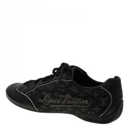 Louis Vuitton Black Monogram Denim and Leather Sneakers Size 36.5