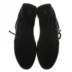 Louis Vuitton Black Monogram Denim and Leather Sneakers Size 36.5