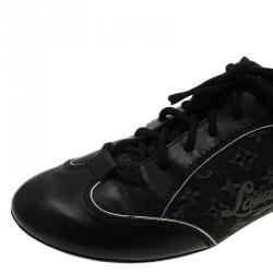 Louis Vuitton Black Monogram Denim and Leather Sneakers Size 36.5