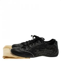 Louis Vuitton Black Monogram Denim and Leather Sneakers Size 36.5
