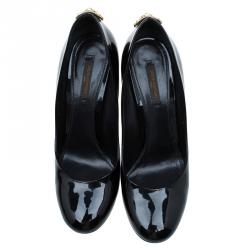 Pre Owned Louis Vuitton Black Patent Oh Really! Wedge Pumps Size 38.5