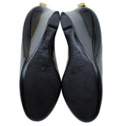 Pre Owned Louis Vuitton Black Patent Oh Really! Wedge Pumps Size 38.5