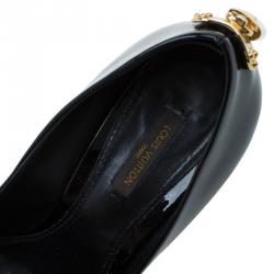 Pre Owned Louis Vuitton Black Patent Oh Really! Wedge Pumps Size 38.5