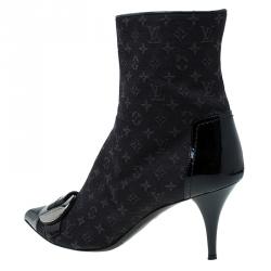 Pre Owned بوت كاحل لوي فيتون ايديل بإبزيم مونوغرامي أسود مقاس 37.5