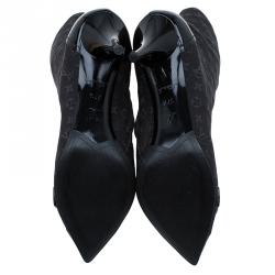 Pre Owned بوت كاحل لوي فيتون اي ديل بإبزيم مونوغرامي أسود مقاس 37.5