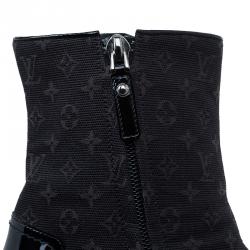 Pre Owned بوت كاحل لوي فيتون ايديل بإبزيم مونوغرامي أسود مقاس 37.5