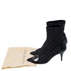 Pre Owned بوت كاحل لوي فيتون ايديل بإبزيم مونوغرامي أسود مقاس 37.5