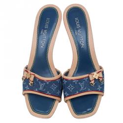 مملوكة مسبقًا صندل لوي فيتون جلد مونوغرامي وجينز أزرق مقاس 39