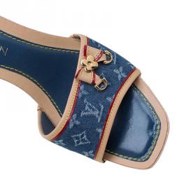 مملوكة مسبقًا صندل لوي فيتون جلد مونوغرامي وجينز أزرق مقاس 39