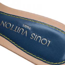 مملوكة مسبقًا صندل لوي فيتون جلد مونوغرامي وجينز أزرق مقاس 39