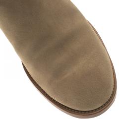 Pre Owned Louis Vuitton Beige Suede Buckle Ankle Boots Size 37.5