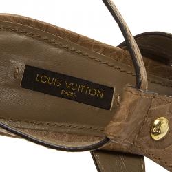 Pre Owned صندل لوي فيتون جلد بيج منقوش بشراشيب مقاس 39