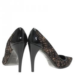 Pre Owned حذاء كعب عالي لوي فيتون قماش أسود وجلد مقدمة مدببة مقاس 40