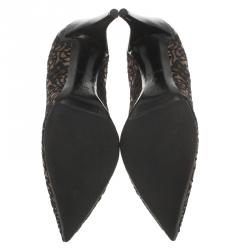 Pre Owned حذاء كعب عالي لوي فيتون قماش أسود وجلد مقدمة مدببة مقاس 40