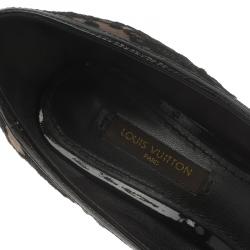 Pre Owned حذاء كعب عالي لوي فيتون قماش أسود وجلد مقدمة مدببة مقاس 40