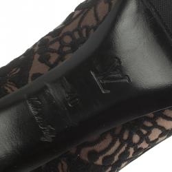 Pre Owned حذاء كعب عالي لوي فيتون قماش أسود وجلد مقدمة مدببة مقاس 40