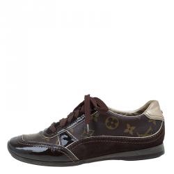 مملوكة مسبقًا Louis Vuitton Brown Monogram Canvas and Leather Square Toe Sneakers Size 36