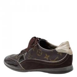 مملوكة مسبقًا Louis Vuitton Brown Monogram Canvas and Leather Square Toe Sneakers Size 36