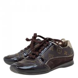 مملوكة مسبقًا Louis Vuitton Brown Monogram Canvas and Leather Square Toe Sneakers Size 36