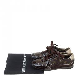 مملوكة مسبقًا Louis Vuitton Brown Monogram Canvas and Leather Square Toe Sneakers Size 36