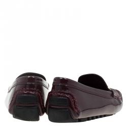 Pre Owned حذاء لوفرز لوي فيتون زين جلد لامع عنابي مقاس 37