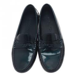 Pre Owned حذاء لوي فيتون جلد فضي ميتالك لوفرز مقاس 37