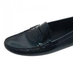 Pre Owned حذاء لوي فيتون جلد فضي ميتالك لوفرز مقاس 37