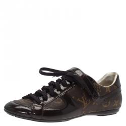 Louis Vuitton Brown Patent Monogram Canvas Sneakers Size 37.5