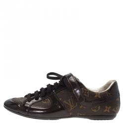 Louis Vuitton Brown Patent Monogram Canvas Sneakers Size 37.5
