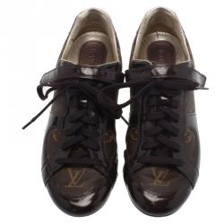Louis Vuitton Brown Patent Monogram Canvas Sneakers Size 37.5