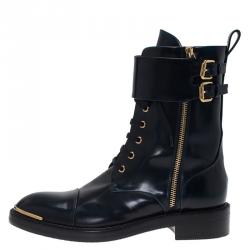 Pre Owned Louis Vuitton Navy Blue Leather Like A Man Ranger Boots Size 37.5