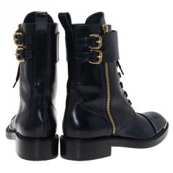 Pre Owned Louis Vuitton Navy Blue Leather Like A Man Ranger Boots Size 37.5