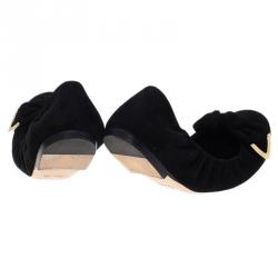 Pre Owned Louis Vuitton Black Suede Amulet Ballet Flats Size 36