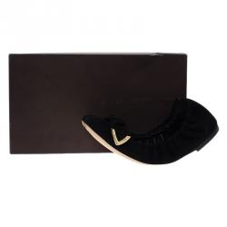 Pre Owned Louis Vuitton Black Suede Amulet Ballet Flats Size 36