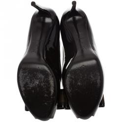 Pre Owned Louis Vuitton Damier Ebene Patent Valentine Peep Toe Pumps Size 40.5