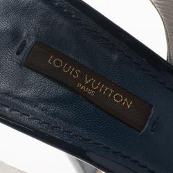Louis Vuitton White Monogram Multicolore and Blue Patent Shirley Bow Slingback Sandals Size 37.5