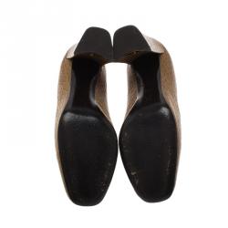 مملوكة مسبقًا حذاء كعب عالي لوي فيتون بنعل سميك جلد مشقق بني مقاس 39.5