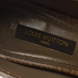 مملوكة مسبقًا حذاء كعب عالي لوي فيتون بنعل سميك جلد مشقق بني مقاس 39.5