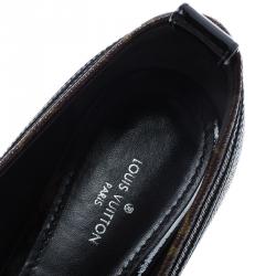 Pre Owned Louis Vuitton Brown Monogram Print Leather Mary Jane Pumps Size 38