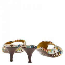Louis Vuitton Multicolor Floral Print Satin Slides Size 37.5