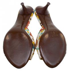 Louis Vuitton Multicolor Floral Print Satin Slides Size 37.5