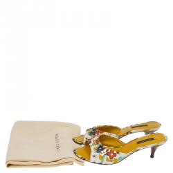 Louis Vuitton Multicolor Floral Print Satin Slides Size 37.5