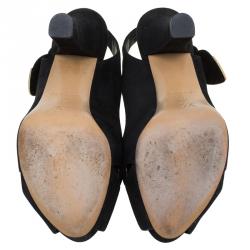 Louis Vuitton Black Suede Criss Cross Sling Back Sandals Size 37