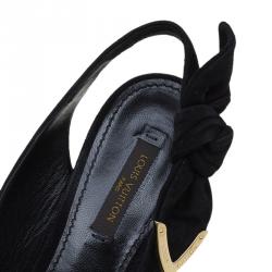 Louis Vuitton Black Suede Criss Cross Sling Back Sandals Size 37