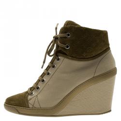 Louis Vuitton Beige Batignolles Wedge High Top Sneakers Size 40