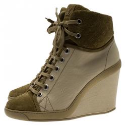 Louis Vuitton Beige Batignolles Wedge High Top Sneakers Size 40